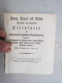 Kongl. Majestets... Circulaire Til Cheferne för Indeldte Regementerne... Insändande af Calcyl öfwer årliga Stats-Anslaget samt... -asetus / säädös, Stockholm, 1695