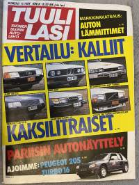 Tuulilasi 1984 nr 11 - Koeajo Audi 80 CD 1,8,kestotestin väliraportti Mitsubishi Lancer ja Honda Civic, esittely Peugeot 205 & Turbo 16 ja Isuzu Supertrooper
