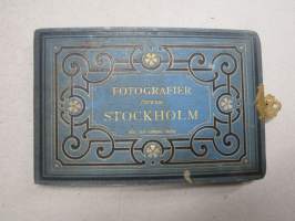 Fotografier öfver Stockholm från Axel Lindahls Atelier -valokuvaalbumi, matkamuistokirja 1800-luvulta
