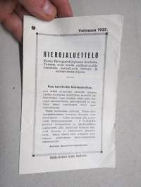 Turun Hierojayhdistys Hierojaluettelo 1937 - Åbo Massörförening - Massörförteckning