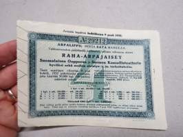 Raha-arpa, Raha-arpajaiset / Penninglotteriet, lottsedel huhtikuu 1932 nr 29212 -lottery ticket
