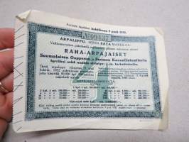 Raha-arpa, Raha-arpajaiset / Penninglotteriet, lottsedel huhtikuu 1932 nr 09437 -lottery ticket
