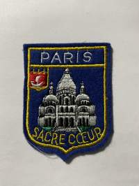 Paris Sacre Coeur -hihamerkki, kangasmerkki -matkamuistomerkki