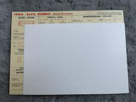 Alfa Romeo Giulia TI Super 1964 - säätöarvokortti / säätöarvot, monikielinen -technical specifications, multilingual