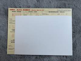 Alfa Romeo Giulia Sprint GT 1964 - säätöarvokortti / säätöarvot, monikielinen -technical specifications, multilingual