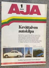 Aja 1975 nr 1 - Kevättalven autokilpa, Se ainoa oikea autoilumuoti, Se. Suomalainen. Liikenne, Yhden markan juttu, Saabeja on 12, ym.