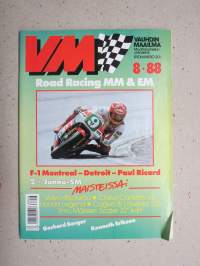 Vauhdin maailma 1988 nr 8 -mm. Zandvoort Formula-EM hyvät Mikat sentään, VM maistelee Scater 32