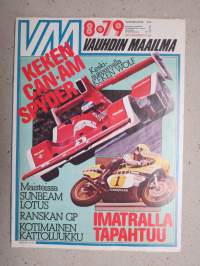 Vauhdin Maailma 1979 nr 8 -mm. Drag Race Camaro, Imatra -79, F1 Ranskan GP Turbo-rellu vihelsi kotivoittoon, CAN-AM Spyder NF II - Työkalu amerikkalaiseen malliin,