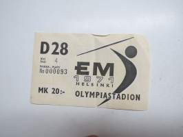 EM 1971 Helsinki, Olympiastadion, nr 000093 -pääsylippu / admission ticket