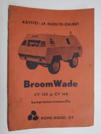 BroomWade CV 125 ja CV 160 kompressorivaunut -käyttöohjekirja / huolto-ohjekirja