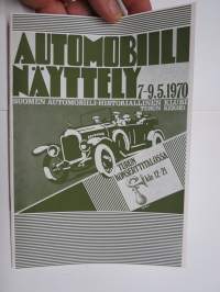 Automobiilinäyttely 1970 Turku Suomen Automobiili-Historiallinen Klubi -käsiohjelma, runsas kuvitus näytteillä olleista auoista