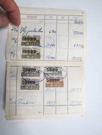 Pielisjärven Osuusliike r.l. - Säästökassa, Vastakirja nr 1585 alkaen 1955, Olga Aalto -pankkikirja / talletuskirja leimamerkkeineen