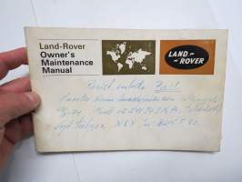 Land-Rover Owner´s Maintenance manual -käyttöohjekirja