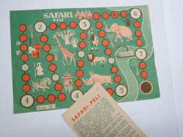 Safari-peli -lautapelipohja + ohjeet, julkaistu lehdessä