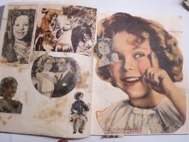 Shirley Tamplen kuvia -vihkoon kerättyjä lehtileikkeitä