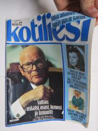 Kotiliesi 1986 nr 17, 5.9.1986, Urho Kekkonen, Miksi aikuiset lapset jäävät kotiin, Erkki Toivanen Lontoon koti, Aila Meriluoto, Suomalaisen vaatteen kriisi, ym.