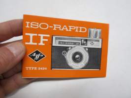 Agfa Iso-Rapid IF Type 2424 kamera -käyttöohjekirja