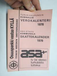 Turun kaupungin kunnallisverokalenteri 1978 vuoden 1977 tuloista