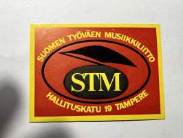 Suomen työväen musiikkiliitto STM Hallituskatu 19 Tampere -tarra