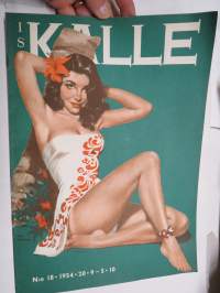 Kalle 1954 nr 18, Poliisien valvomat bordellit?, Revyytyttö Micheline, Zornin neitoja Taalainmaalla, ym.