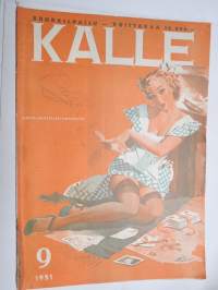 Kalle 1951 nr 9, Lentävä hollantilainen, Puliukot Hakaniemessä kuvareportaasi, Eläviä koruja, Amsterdamin ilokortteleissa, ym.