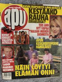 Apu 1994 nr 32 - Avun raportti lähi-idästä, Kestääkö rauha Israelissa?, Teri Ann nyt vapaa, Kiviset ja soraset valloitusretkellä, Avun keskivertoperhe Hämäläiset,ym.