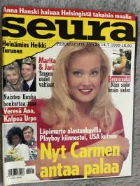 Seura 1995 nr 28 - heinämies Heikki Turunen, Marita & Jari Tangon uudet valtiaat, Naisten Kuuba houkuttaa taas, Verevä Ana, Kalpela Urpo, ym.