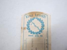 Auran Apteekki, 1956 -resepti / apteekkisignatuuri