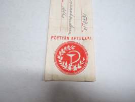 Pöytyän Apteekki, 1958 -resepti / apteekkisignatuuri