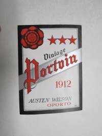 Vintage Portvin 1912 Austen wilson Oporto 181. -etiketti