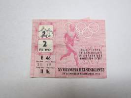 XV Olympia Helsinki 2.8.1952, stadion, jalkapallo -pääsylippu II lk., inträdesbiljett, billet d'entré, admission ticket