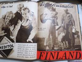 Vecko Journalen 1939, ruotsalainen aikakauslehti -sidottu osittainen vuosikerta, sisältää mm. alkavaa maailmansotaa ja Suomea koskevia artikkeleita