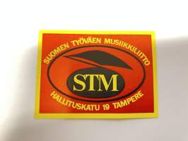 Suomen työväen musiikkiliitto STM Hallituskatu 19 Tampere -tarra