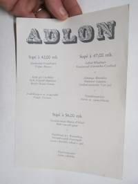 Ravintola Adlon Supé -ruokalista / menu