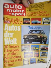 Auto motor und sport 1971 nr 20, Autos der Welt, Mercedes-Benz 350 SL Test, Fiat 130 - saksalainen autolehti
