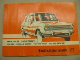 Simca 1100LE, Estate 1100GLX 1100GLS Estate 1100VF2 Skåp 1100 VF2 Pick-Up -käyttöohjekirja