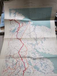 Suomi Koillisosa 1941 -kartta, uudet rajat merkitty