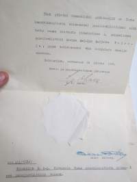Toimikirja M.M-L. T.  Turun lennätinkonttorin kolmanneksi puhelinvälittäjän toimeen 20.11.1946 -asiakirja