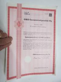 OKO-Investointipankki Oy - Vuoden 1986 IV  joukkovelkakirjalaina, Sarja C, 10 000 mk, nr 04389