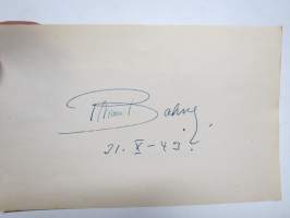 Thure Bahne -nimikirjoitus  / signature - autograph