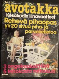 Avotakka 1981 nr 5 - Kesäkodin liinavaatteet, Rehevä pihaopas yli 20 sivua piha- ja parveketietoa, 3 ongelmakeittiötä, 5 tehokasta ratkaisua, ym.