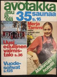 Avotakka 1976 nr 3 - Uusi edullinen valmistalo, Merja Tammi, Vuode-sohvat, Mallorcan hotellit, ym.