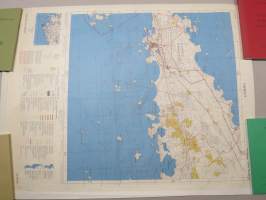 Torsö - Solberg - Hangö - Gullö - peruskartta / grundkarta -4 kartan sarja 1960-luvulta 4 st kartor