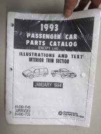 Chrysler 1993 Passenger Car Parts Catalog (Except L-H) -varaosaluettelo