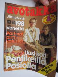 Avotakka 1978 nr 5, Parhaat pirttikalustot, Pentik - uusi koti Posiolla, Keräilyposliinin kuumimmat, Koti ja työ saman katon alla, ym.