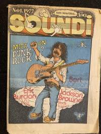Soundi 1977 nr 1 - Mitä punk rock on?, Bert Jansch, Eric Burdon, Gil Evans, Jackson Browne, Rock-kirjat, ym.