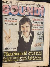 Soundi 1976 nr 10 - Nyt entistä paksumpi ja värikkäämpi, Veltto V, Burritos, Finnforest, Steve Hillage, Jussi Raittinen, Patti Smith, Hot Tuna, ym.