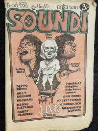 Soundi 1976 nr 6 - Elton John, Rolling Stones, Leonard Cohen, Seppo Närhi, Billy Cobham, Wigwam, Hessu Hietanen, Randy Newman, ym.