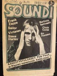 Soundi 1976 nr 3 - Frank Zappa, Sailor, Virtanen, Steve Harley, Berliinin festivaalit, Chick Corea, Bo Hansson, Äänestystulokset:Pink Floyd ja Wigman menestyivät,ym.