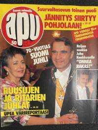 Apu 1987 nr 50 - Suurvaltasovun toinen puoli, 70 -vuotias Suomi juhli, Ruusujen ja ritarien juhlat, ym.